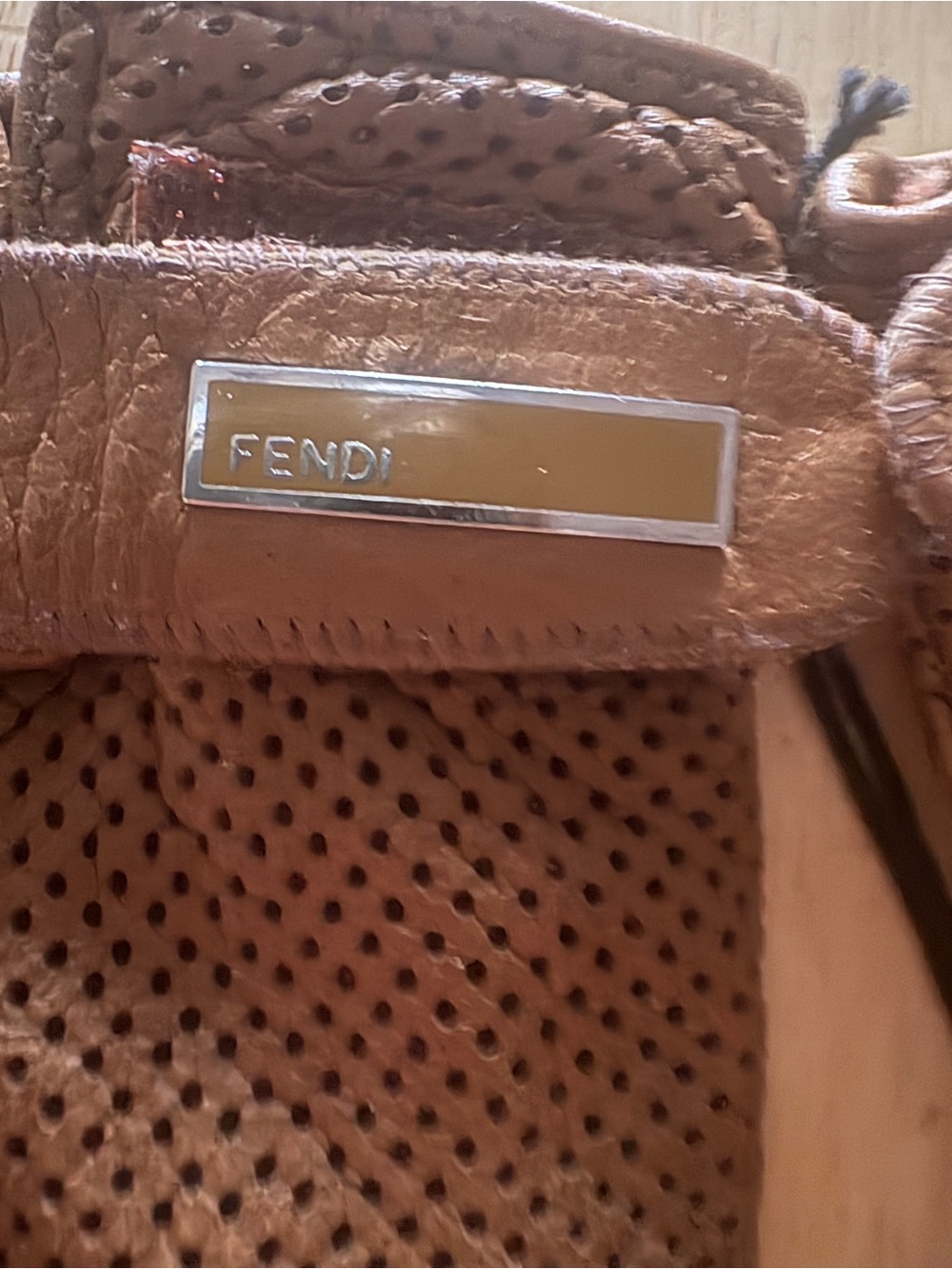 Fendi Brown Perforated Leather Gloves (New- other), XS - Picture 9 of 9